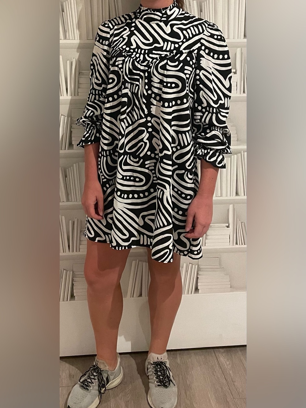Nooworks Black & White Printed Women's Dress - Casual Short Shift